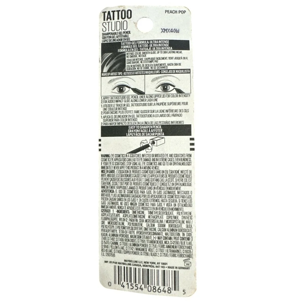 Maybelline‎ Tattoo Studio Limited Ed. Sharpenable Gel Eyeliner 811 Peach Pop NEW